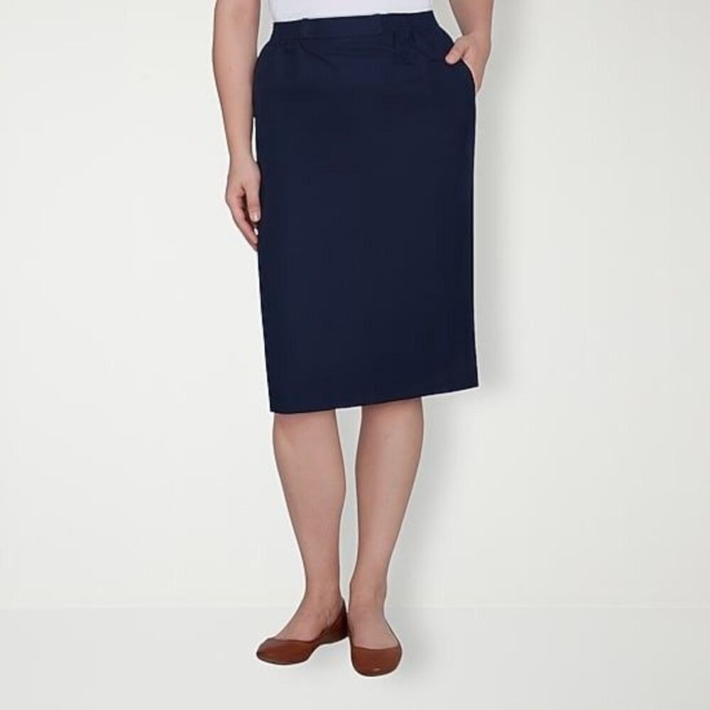 Alfred Dunner Classics Womens Mid Rise Pencil Skirt - Navy - Size 18